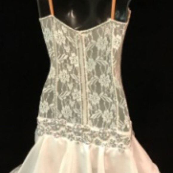 "Western Bride" Ballroom Rhythm Couture Dress White lace & Swarovski XS/Juniors - Picture 2 of 9